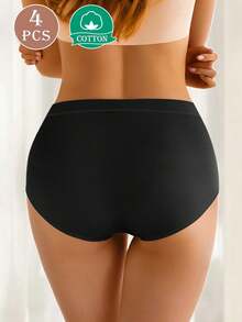 MEIYATING 4 条女士中腰三角内裤，舒适贴合，纯色 - 彩色 - 查看 4