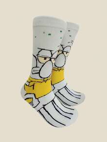 SPONGEBOB 5 双男女通用海绵宝宝、章鱼哥、海星等卡通人物印花中筒袜，可爱 - 彩色 - 查看 5