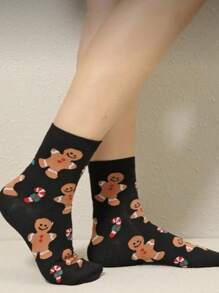 5 Paar Weihnachts-Drucksocken, bequeme und niedliche flauschig warme Socken, Damen Strümpfe und Socken (zufällige Stile)