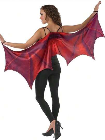 1 pieza Capa con alas de dragón de Halloween de temporada para mujer, disponible en 3 colores: verde, morado y rojo