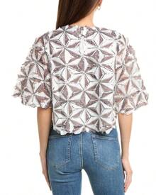Gracia Sequin Pinwheel Motif Top - 白色 - 查看 3