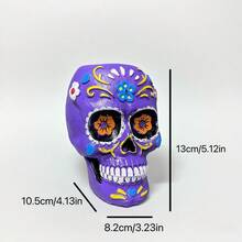 Portamatite a forma di teschio messicano di zucchero - Decorazioni per il Giorno dei Morti e Ognissanti, portamatite dipinto dall'artista, decorazioni per l'altare, organizer da scrivania creativo, regali per artisti e amanti della cultura