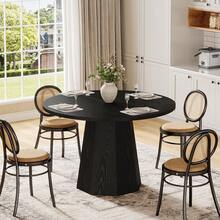 Tribesigns Petite table de salle à manger ronde noire de 118 cm avec piédestal incliné robuste, meuble moderne pour salle à manger, salon - Noir - Voir 9