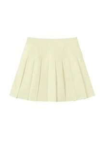 Summer Casual Solid Color Pleated Mini Skirt - Apricot - View 4