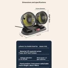 Ventilateur de voiture, ventilateur électrique de véhicule à rotation à 360 degrés avec vitesse de vent réglable, mini ventilateur portable avec support, comprenant un support de plaque de stationnement
