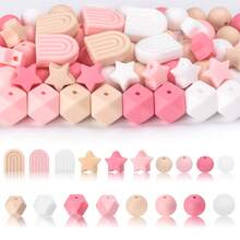 63Pcs Vibrant Pink Silicone Beads Mix - Star, Arch, Circle & Hexagon Focal/Spacer Beads For DIY Jewelry Making Kit, Keychain, Lanyard Craft Supplies (Gift Set) - Mixed Set - View 2