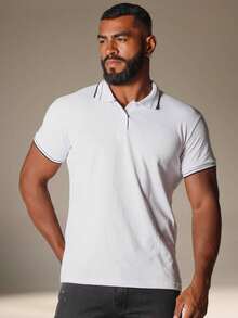 Men's Black Polo Shirt With Slim Fit And Elegant Casual Style - trắng - Xem 2