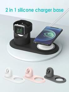 2-In-1 Silicone Wireless Charging Stand, Compatible With Smartphones And Smartwatches - Multicolor - View 2