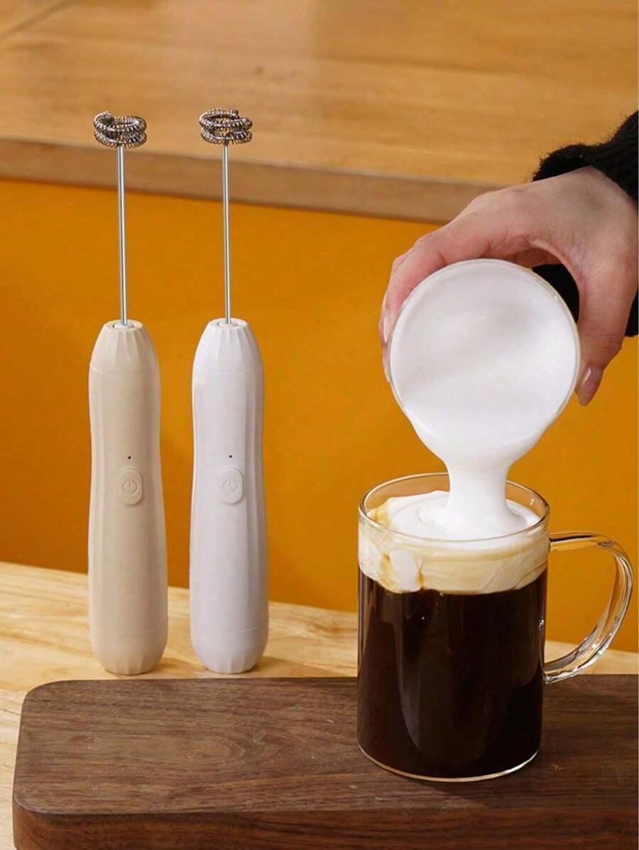 电动奶泡器，强力手持奶泡器，迷你奶泡器，咖啡搅拌器，不锈钢饮品搅拌器，适用于咖啡、拿铁、卡布奇诺、抹茶、热巧克力，便携式奶泡器，无线电动搅拌器，迷你咖啡机