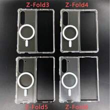 Galaxy Z Fold7 Fold6 Fold5 Fold4 Phone Case, Minimalist Fashion Transparent Crystal Shock-Proof Phone Protective Cover, Anti-Fall Protection With Magnetic Waterproof Scratch Resistant - Clear - View 8