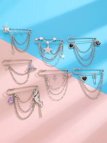 1pc Star, Four-Pointed Star, Heart Crystal, Flower, Cross, Butterfly Element Vintage Style Brooch Pin, Suitable For Daily, Party, Festival Decoration And Wear - Multicolor - View 13