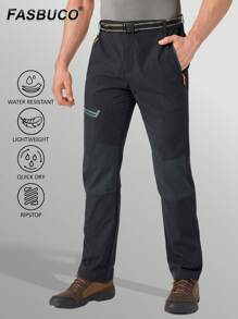 FASBUCO Men's Water Resistant Hiking Pants All Seasons Quick Dry Working Cargo Pants - Black - View 3