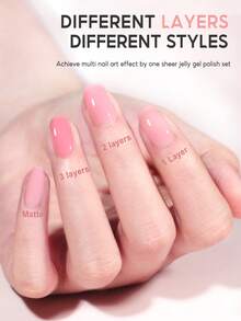 PEACECOLOR 6 Colors Jelly Nail Gel Polish Kits-Macaron Color Scheme Jelly Nail Gel Polis White Pink Nude Ice Transparent Gel Set-10ML Each Soak Off UV LED Gel Polish DIY Manicure Nail Salon - Floral Whirl - 查看 4