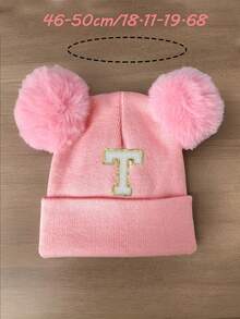 1 件装婴儿 A-Z 字母针织帽 婴儿女孩帽子 儿童无檐便帽 婴幼儿配饰 儿童帽子 弹力 0-3 岁幼儿女孩男孩帽子 - 粉色 - 查看 10
