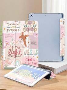 Collage Pattern Case Compatible With IPad 10th Generation,IPad 7/8/9 10.2inch,Cover Compatible With IPad A9 Plus 10.95 Inch,Compatible With Huawei MatePad 10.4 Inch/ Tab,With Pen Holder/Anti-Fall/Automatic Sleep/Wake Lid - 白色 - 查看 4