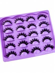 10pairs Natural Russian Strip Lashes Short 8-16mm Mink Lashes 3D Mink Eyelashes 100% Cruelty Free Lashes Handmade Reusable Fluffy Natural Eyelashes False Lashes Makeup - 黑色 - 查看 6