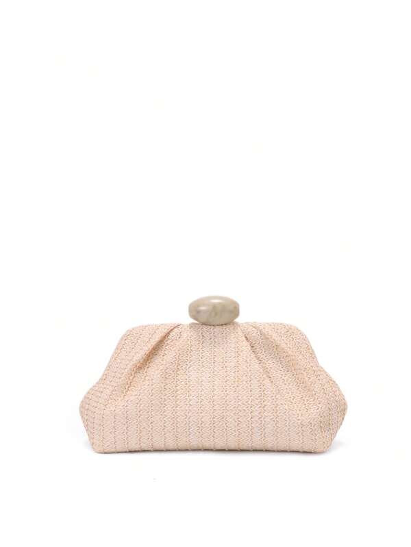 Bolso de mano tipo clutch para mujer para bodas y fiestas - Elegante bolso de mano tejido a rayas de colores con cierre de resina, cierre metálico oculto, bolso de playa para el verano, regalo del Día de la Madre, clutch de noche bohemio para novia, fiesta de jardín, accesorios de vacaciones