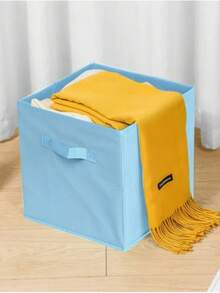 3/1 pieza Caja de almacenamiento cuadrada de tela no tejida de colores, organizador de ropa plegable, solución de almacenamiento multifuncional - Multicolor - Ver 6