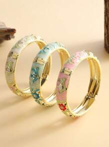 1件时尚新款波西米亚风绿色珐琅手链饰品礼品，适合女性和女孩佩戴