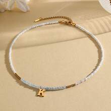 Magic Fish 1 件树脂仿珍珠简约 26 个字母吊坠项链，可定制情侣、朋友、同学的名字