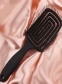 1Pc Black Curved Vented Detangling Hair Brushes - Vented Hairbrush For Gentle Detangling. Wet Brush/Dry Brush - Black - View 3