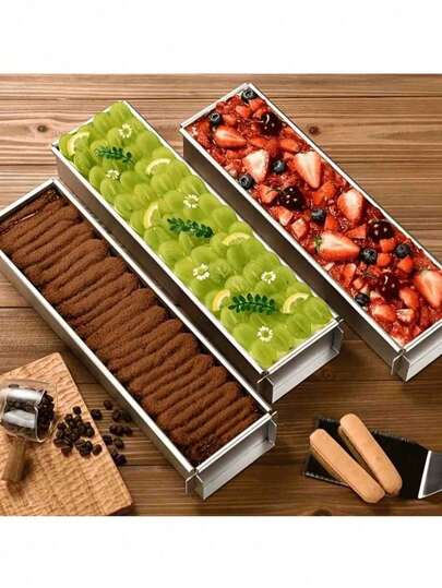 Premium Aluminium Tiramisu- und Käsekuchen-Backform - rechteckig mit abnehmbarer Trennwand, stabiler Boden für perfekte Mousse-Kuchen - langanhaltend Küchenessential, handgefertigt, abnehmbarer Verschluss, abnehmbare Trennwand