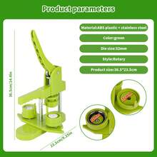DIY Button Machine Set: 32mm Badge Press With 100 Button Parts And Cutter For Creative Projects - Green - View 9