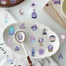 50pcs Witch Theme Transparent Stickers, Cute Cartoon Magic Stickers, Purple PET Waterproof Stickers Suitable For Envelopes, Water Bottles, Computers, Laptops, Phones, Luggage, Notebooks, Refrigerators, Etc. - Multicolor - View 8