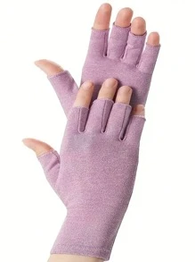 1 pereche de mănuși neutre pentru bărbați și femei, mănuși cu degete expuse multicolore, mănuși tricotate elastice calde, sindrom de tunel carpian, artrită reumatoidă, tendinită, mănuși de compresie avansate violet deschis, foarte potrivite pentru utilizare zilnică, tastare, muncă