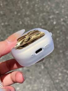 1 件加厚 UV 印花金色美元耳机盒，适用于 Apple 蓝牙耳机透明保护套