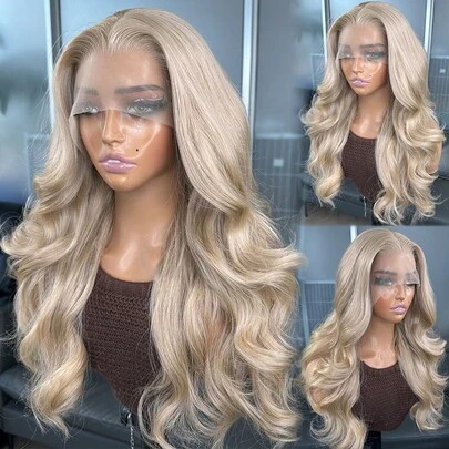 Kanekalon Futura Hair Blonde 13x6 Synthetic Lace Front Wigs For Women 22 Inch Long Wave Glueless Kanekalon Hair Resistant Synthetic Hair Wigs Free Part 150% Density For Women Daily Party Vacation Holiday Beginner Use Natural Looking Wigs Ready To Wear HD Glueless Lace Synthetic Wigs Heat Resistant Fiber Hair Wigs For Fashion Women Daily Party Festival Beginner Use