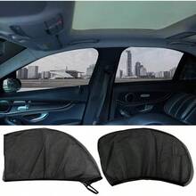 This 4-Piece Set Of High-End Window Sunshade Mesh Screens Offers UV Protection And Privacy Protection. The Universal Design Is Suitable For Various Vehicle Models And Enhances The Comfort Inside The Car - Black - View 4
