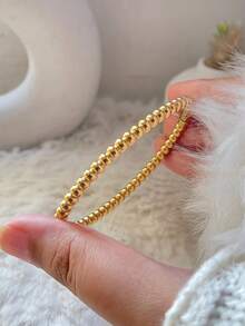 1 chiếc vòng tay thời trang mạ vàng 18K bằng thép không gỉ có số La Mã thanh lịch, trang sức chống nước dành cho nữ - vàng - Xem 13