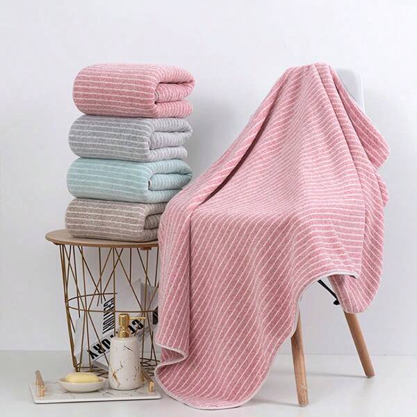 Oversized Coral Fleece Bath Towel - 78.7in*41.3in, High Absorbency Luxury Microfiber Coral Fleece Towel For Adults, Home, Beach, Nap, Outdoor Blanket - Modern Stripe Design (Multi-Color), Modern Style Bathroom Towel