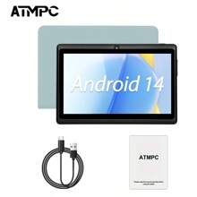 ATMPC 7-Inch Android 14 Tablet, Equipped With 2GB DDR RAM, 32GB ROM, 3500MAh, Quad Core Processor, 1024X600IPS Screen, Camera Front 30 Pixels And Rear 200 Pixels Wi-Fi 802.11 B/G/N 2.4g,PC, Equipped With Four Color Anti Drop Leather Cases