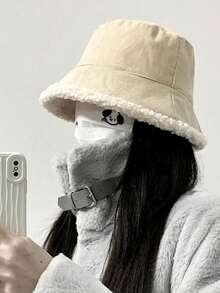 1顶秋冬新款双面加厚保暖渔夫帽，女士复古休闲灯芯绒渔夫帽，防晒，纯色，休闲，涤纶保暖内衬，保暖 - 彩色 - 查看 6