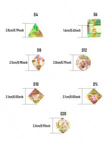 7pcs/Set Polyhedral Dice, Colorful Dice, Board Game, Rolling, Party, Holiday, Family Game, Halloween, Christmas Gift