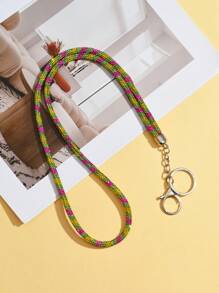 1 pieza Cordón multicolor con cristales de rhinestone - Correa de nylon con broche metálico, elegante y brillante llavero para identificación y teléfono, adecuado para oficina, maestro, estudiante (7 colores: Mezclado/Gris/Rosa/Azul/Negro)