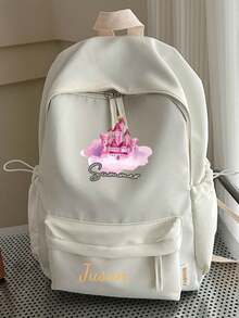 定制背包，可印上个性化姓名或节日祝福语。纯色，简约休闲，轻便大容量，方便儿童使用，可调节肩带拉链开合，适合男孩女孩，上学、日常出行等。定制您的包包，您可以定制自己的名字、字母、幸运数字等。 - 彩色 - 查看 15