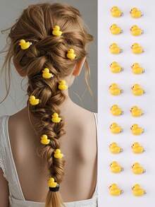 5件/10件女孩可爱树脂小黄鸭发夹套装 - 黃色 - 查看 1