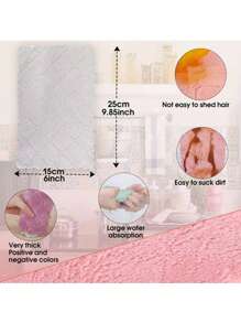 10 件随机颜色超强吸水超细纤维厨房洗碗布高效餐具家用清洁毛巾 - 杏色 - 查看 2