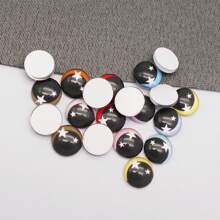 30Pcs Mixed Cartoon Bear Eyes Glass Cabochons Flat Back - Cute Animal Eyes With Stars Pattern, DIY Craft Supplies For Jewelry, Resin, Nails (6mm 8mm 10mm 12mm)