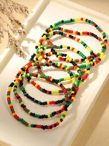 18 قطعة مجموعة أساور جامايكية أفريقية بوهيمية متعددة الألوان من الخرز، أساور متعددة الطبقات على الطراز الجامايكي قابلة للتكديس