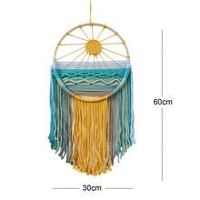 NATICRAFT 1 tấm thảm treo tường Macrame, phong cảnh bãi biển đầy màu sắc, viền hoa dệt thủ công, phông nền vòng tre tua rua, thảm treo tường Dreamcatcher - Nhiều màu - Xem 18