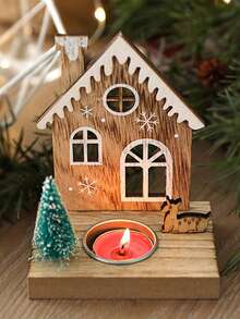 1 Stück Weihnachtskerzenhalter Deko Teelampe Weihnachtsdekoration Kerzenhalter Weihnachtsmann Kerzenhalter Weihnachtskerzenhalter Fenster Holzhaus Tischdekoration Tischzentrum Kerzenhalter (ohne Kerzen) Weihnachtsdekorationen Winterraumdekoration