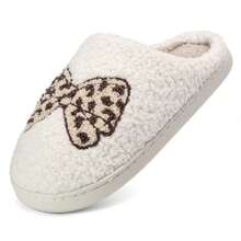 Womens Memory Foam Slippers Bow Slip On Plush Fluffy Warm House - màu nâu - Xem 4