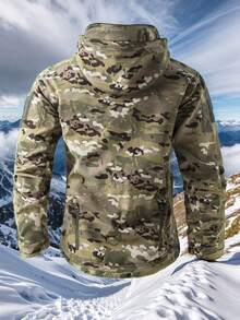 Men's Thermal Lined Casual Sports Jacket, Windproof Waterproof Outdoor Soft Shell Jacket For Autumn/Winter, Fleece, Skiing