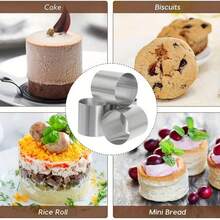 1/3、蛋糕模圈、不锈钢慕斯蛋糕模、圆形饼干模、煎饼模、饭团模、烘焙工具、制作饭团、厨房小工具、厨房配件、家用厨房用品、DIY婚礼蛋糕工具 - 彩色 - 查看 11