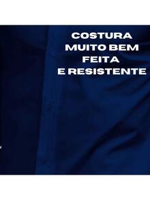 Camisa Social Masculina Manga Longa Slim Fit De Algodão Camiseta Masculina Social - Azul Marinho - Visão 3