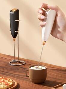 新款奶泡器，强力手持奶泡器，迷你奶泡器，咖啡搅拌器，不锈钢饮品搅拌器，适用于咖啡、拿铁、卡布奇诺、抹茶、热巧克力，便携式奶泡器，无线电动奶泡器迷你咖啡机 - 彩色 - 查看 5